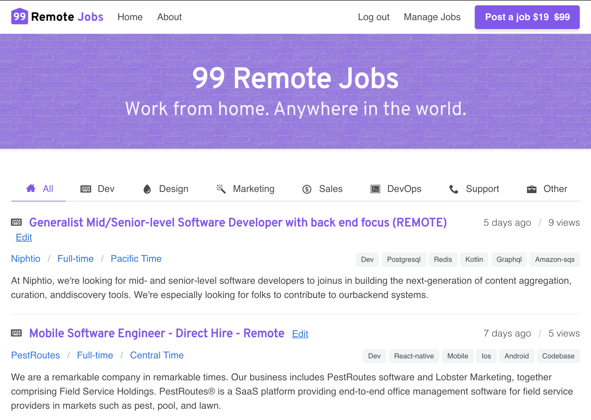 99 Remote Jobs screenshot